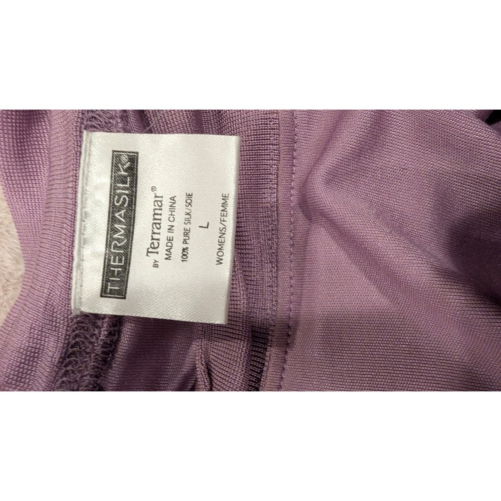 Terramar Thermasilk Top L Mauve 100% Silk Mock Neck Floral Base Layer Gorpcore - Picture 6 of 8
